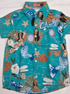 CAMISA INFANTIL IEMANJA ( Turquesa)