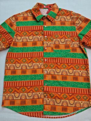 CAMISA INFANTIL LARANJA E VERDE